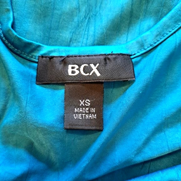 BCX Blue Cowl Neck Cold Shoulder Shiny Blouse Size XS - Picture 6 of 7